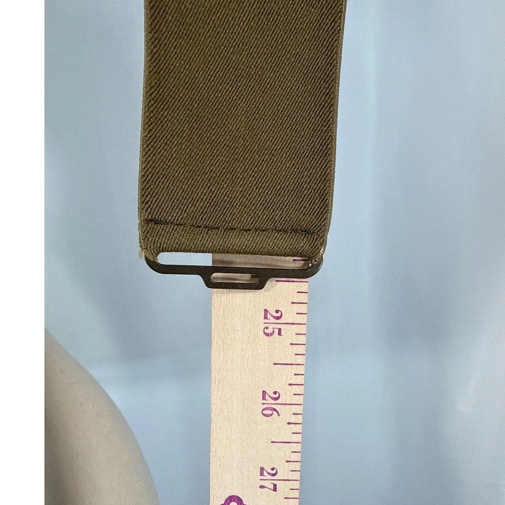 Vintage Wide Elastic Cinch Belt Olive Brown Gold Black Buckle Retro 25